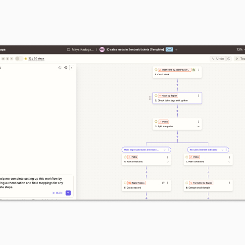 Zapier workflow steps